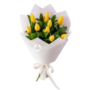 Ramo de 9 tulipanes amarillos
